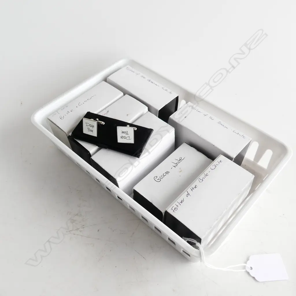 8 PRS ASST. BOXED CUFFLINKS; WEDDING THEME Image 1++