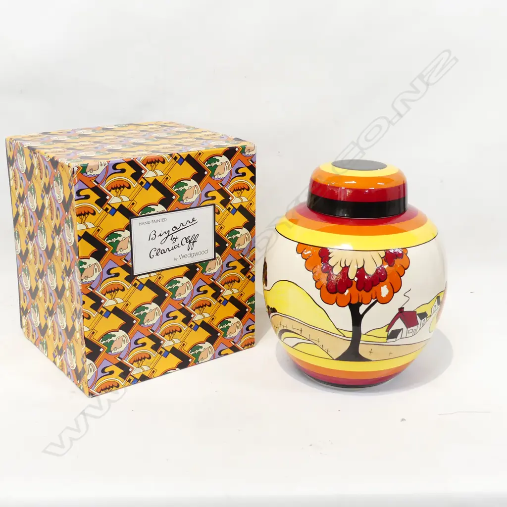REPRODUCTION WEDGWOOD CLARICE CLIFF LIDDED VASE H.230mm, WITH BOX Image 1++