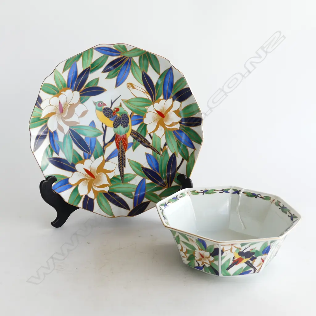 ORIGINAL VINTAGE JAPANESE PORCELAIN 'TROPICALE' BOWL AND CHARGER (AS NEW) Image 1++