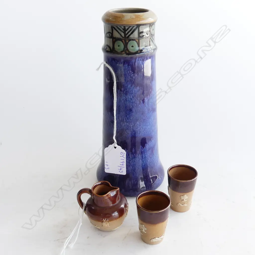 LAMBETH DOULTON VASE H200MM & 3 MINITURE DOULTON PCS JUG & 2 BEAKERS H40MM Image 1++