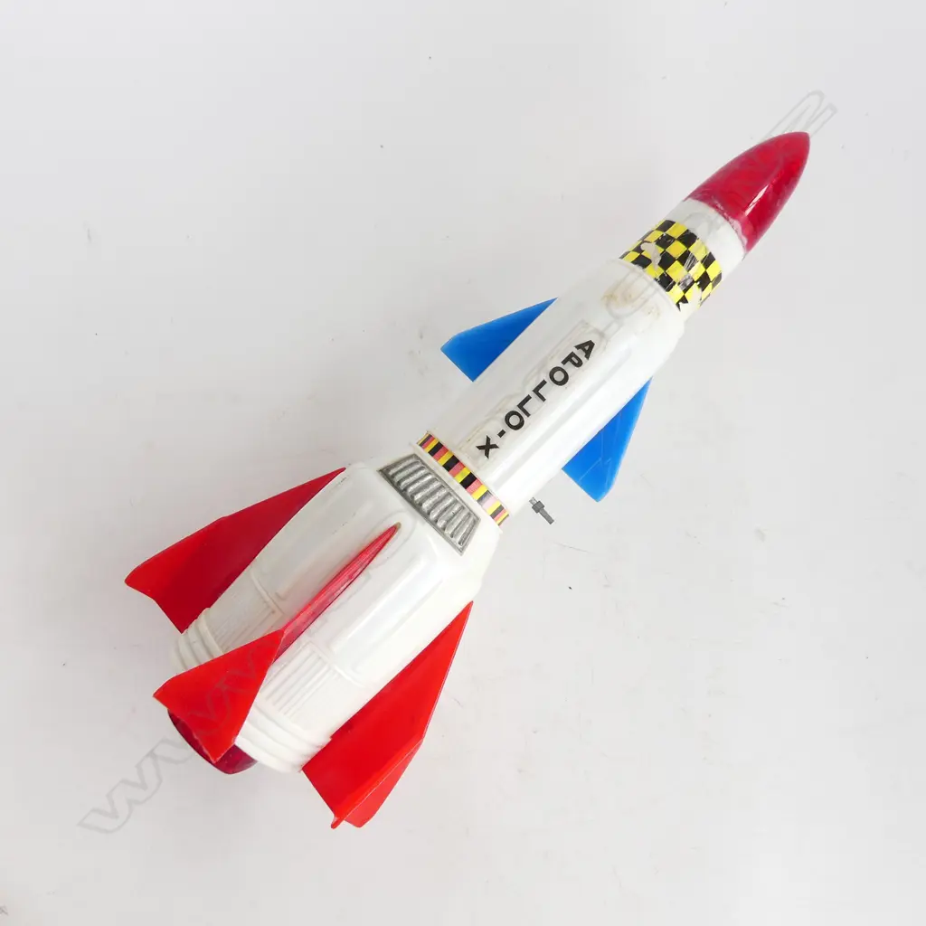 RETRO APOLLO-X TOY ROCKET IN ORIG. BOX, HONG KONG 1970s H.350mm Image 1++
