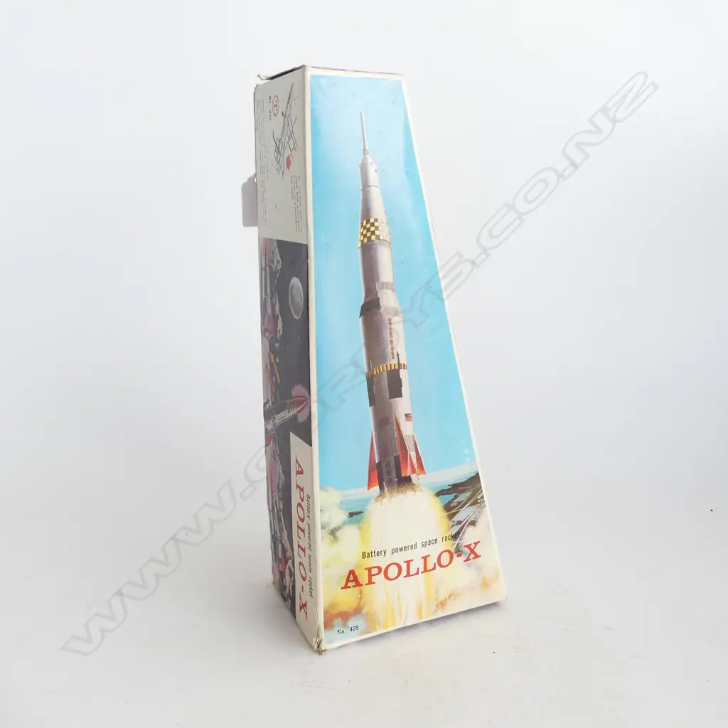 RETRO APOLLO-X TOY ROCKET IN ORIG. BOX, HONG KONG 1970s H.350mm Image 1++