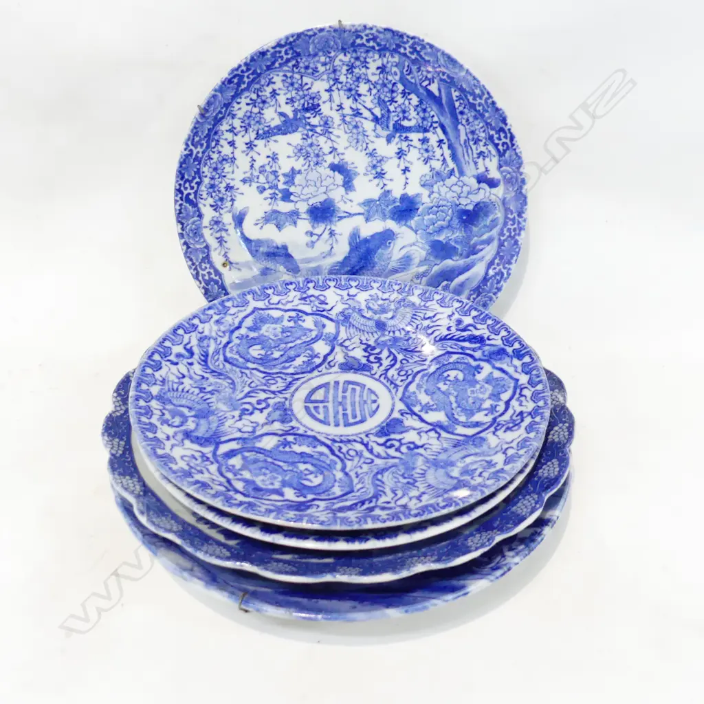 5 B/W ORIENTAL PLATES 310mm dia Image 1++