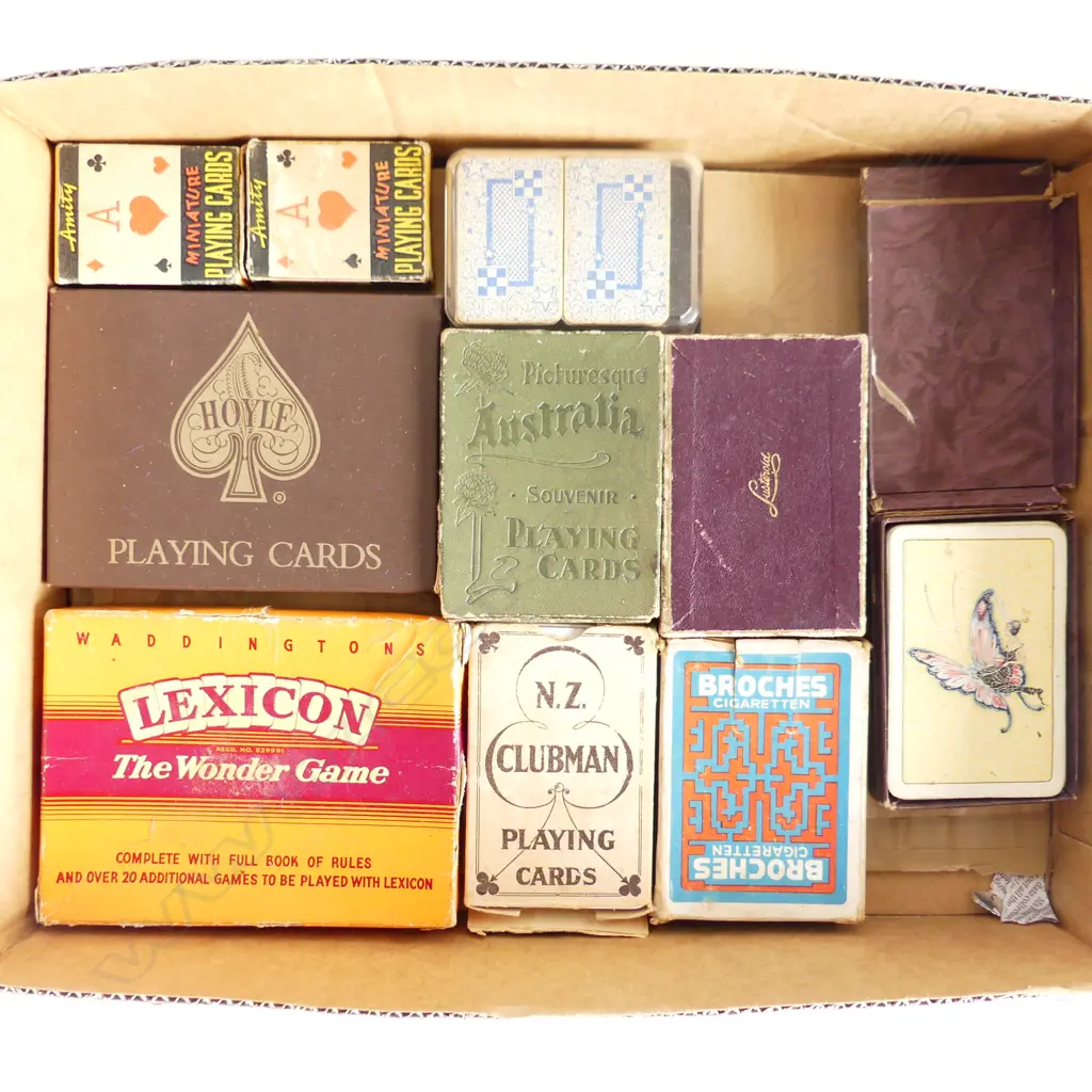 10 DECKS VINTAGE PLAYING CARDS – NZ, AUSTRALIA, LUSTEROID ADVERTISING ETC Image 1++