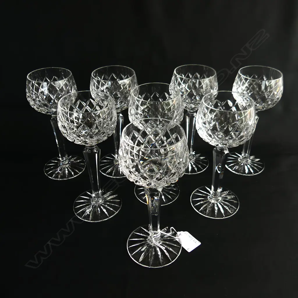 SET OF 8 CUT STEMMED CRYSTAL WINE GLASSES Image 1++