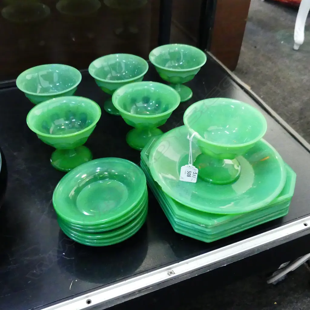 ASST. GREEN DEPRESSION GLASS Image 1++