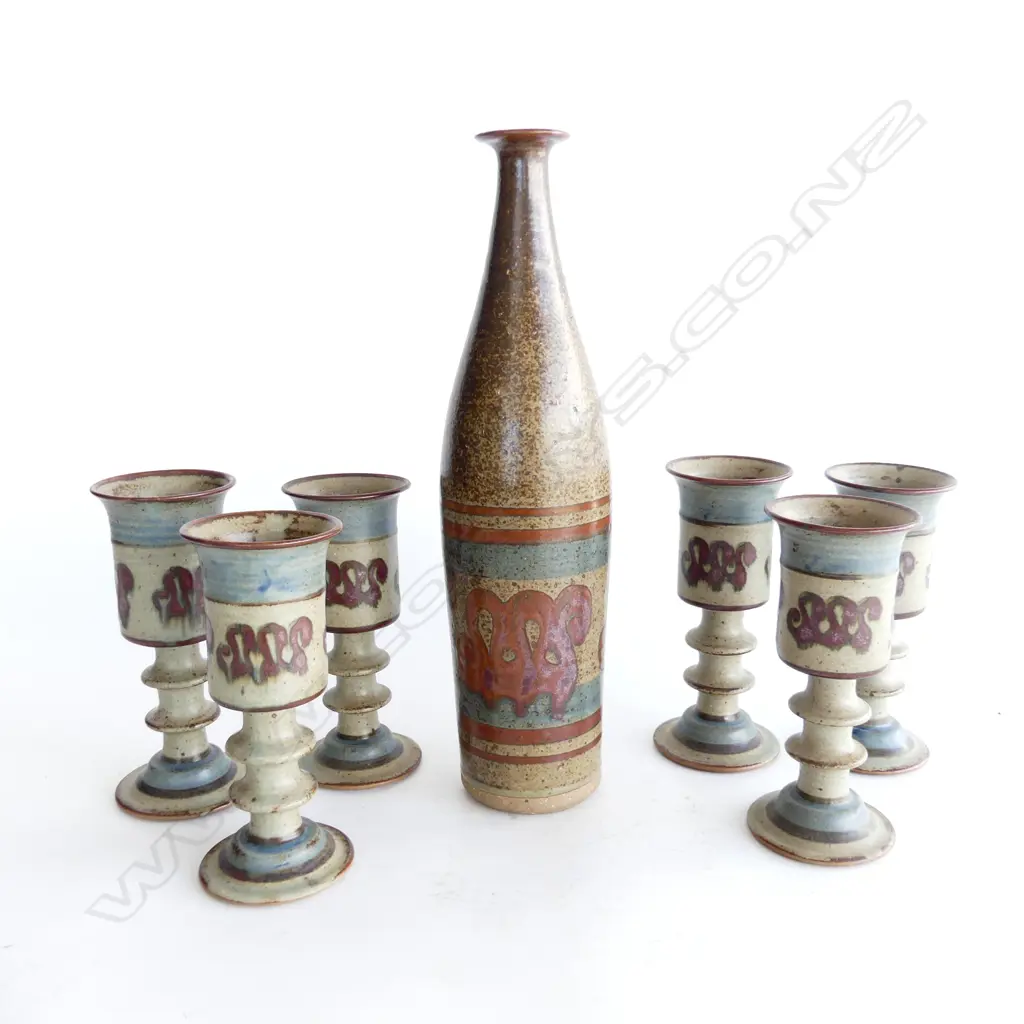 ARNAUD BARRAUD 7PC WINE CARAFE &  6 GOBLET SET Image 1++
