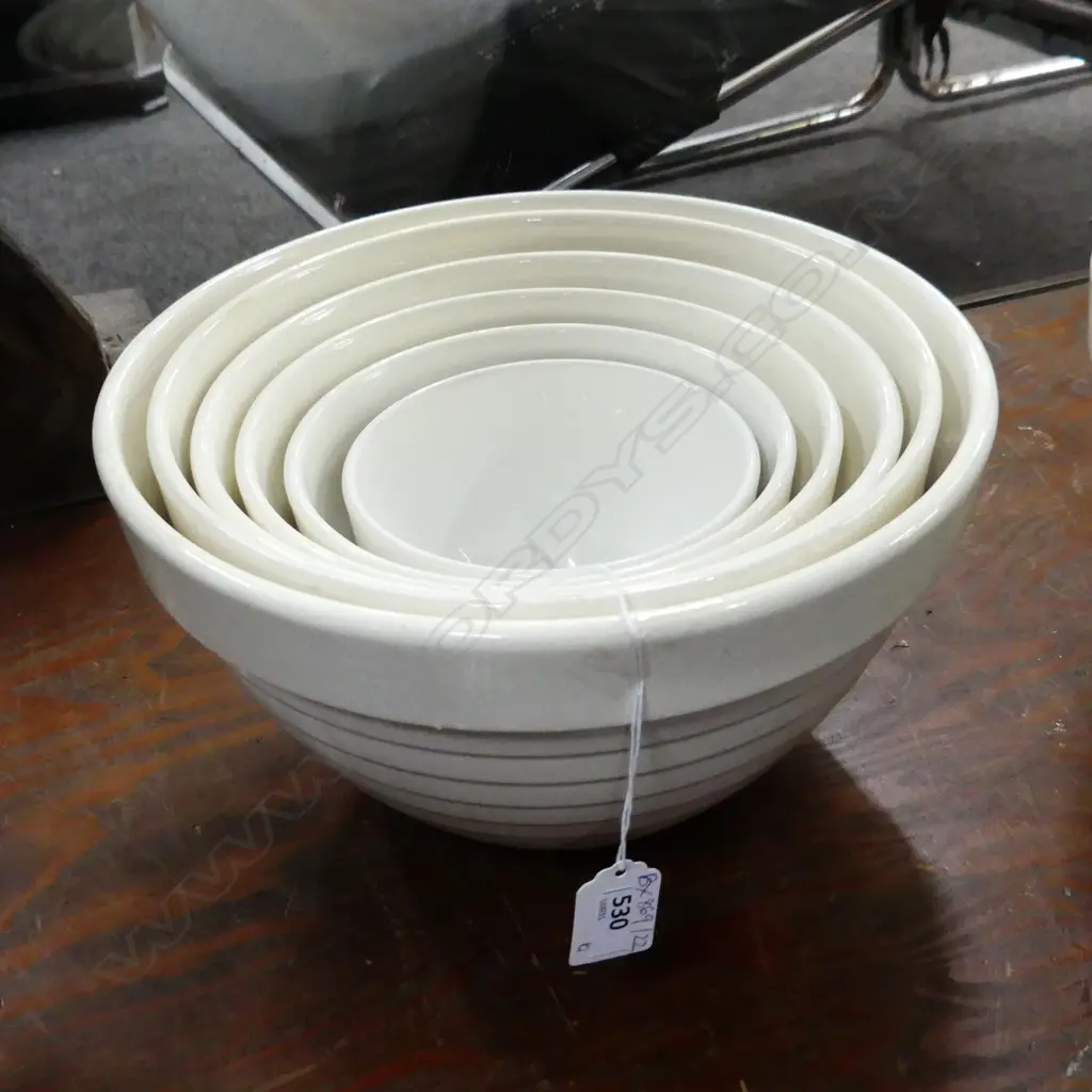 6 GRADUATING BEEHIVE MIXING BOWLS; HAIRLINES / CRAZING 275mm dia Image 1++