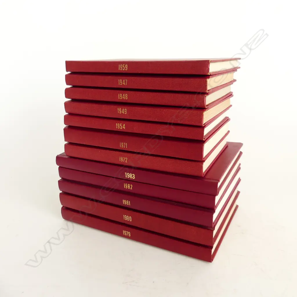 12 BOUND COPIES 'THE RUGBY ALMANACK of NEW ZEALAND' VARIOUS 1947 - 1979 Image 1++