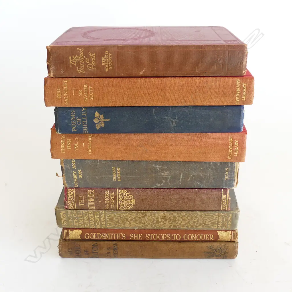 COLLECTION OF 8 ENGLISH LITERATURE BOOKS – DICKENS DOMBY & SON, THE FAIR MAID OF PERTH, PHINEAS FINN ETC Image 1++