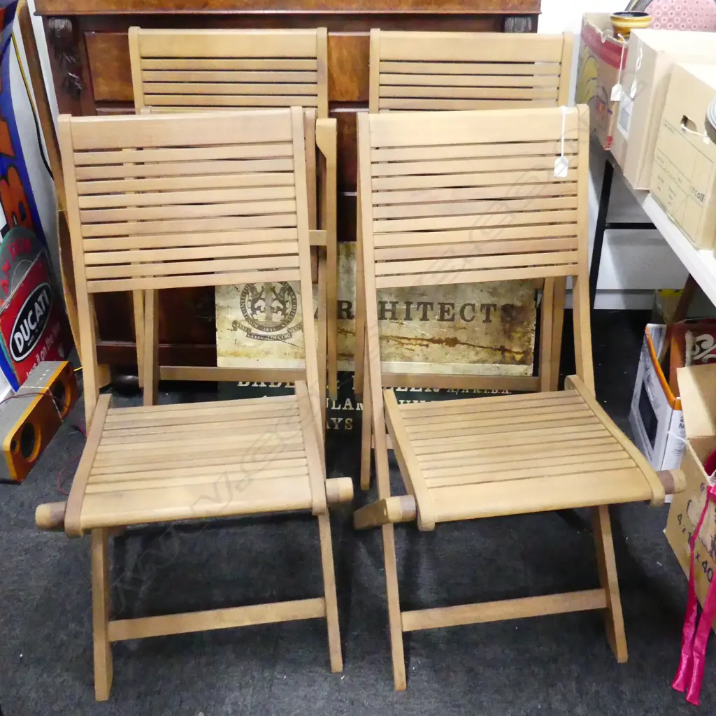 4X FOLDING WOODEN DECK CHAIRS Image 1++