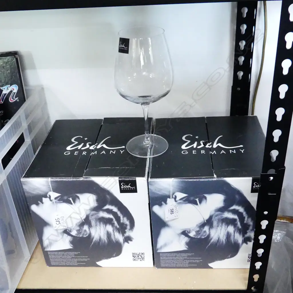 8 BOXED PINOT GLASSES. 4 EACH BOX BY EISCH OF GERMANY.  Image 1++
