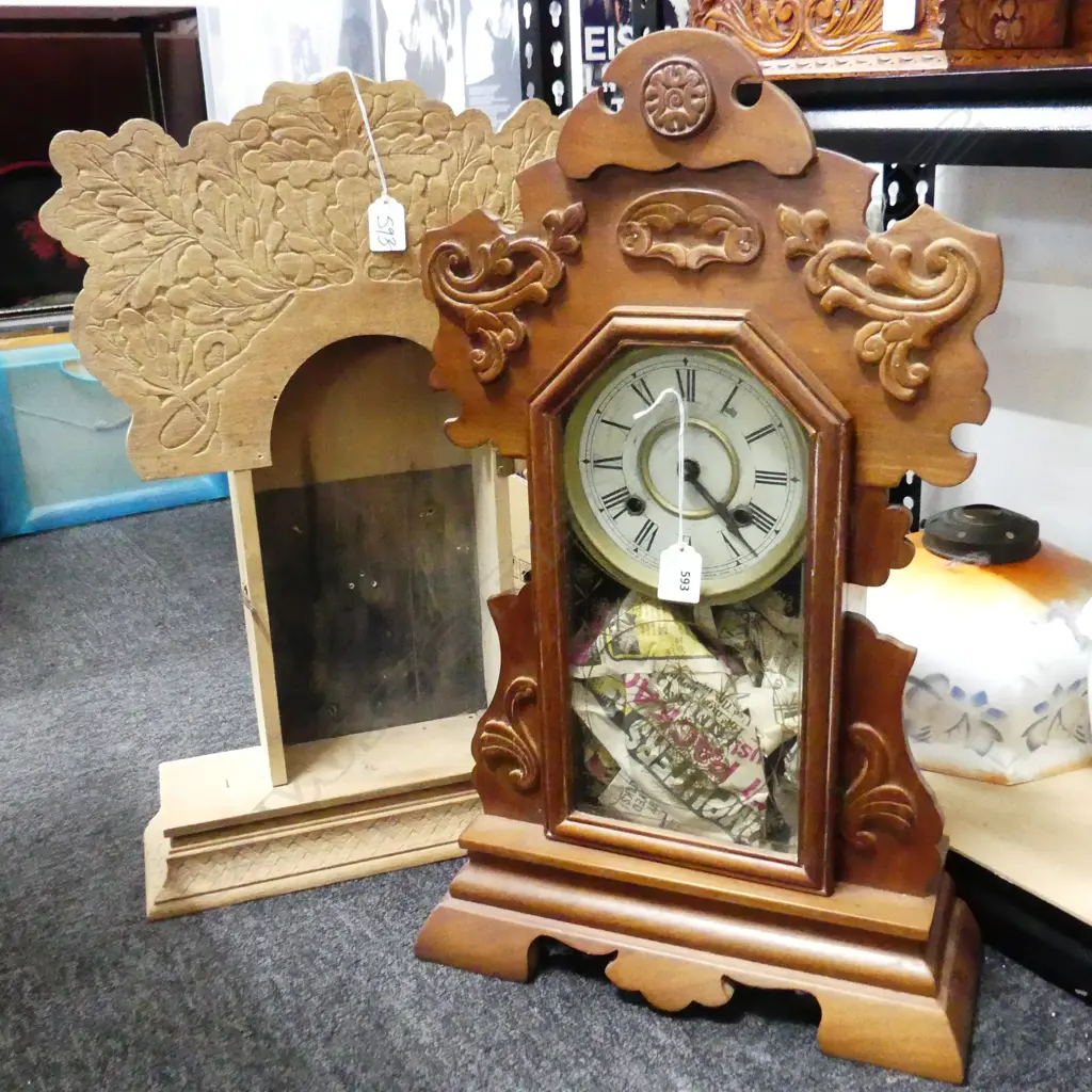 2 ANTIQUE AMERICAN GINGERBREAD CLOCKS H.580mm Image 1++