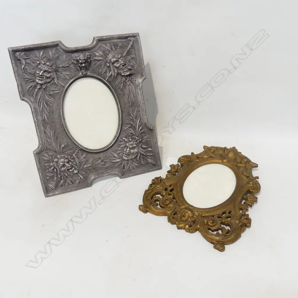 2 ANTIQUE METAL PHOTO FRAMES 275x240mm Image 1++
