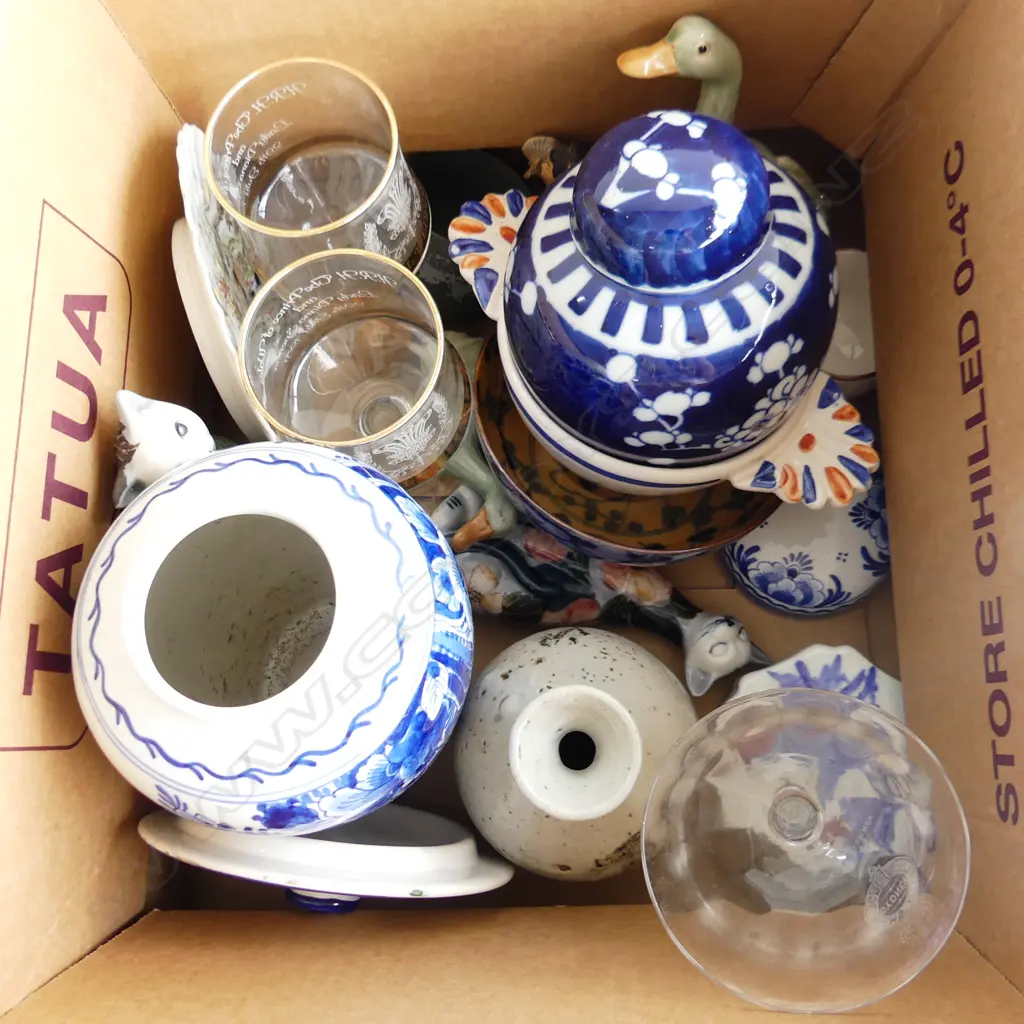 BOX LOT ASST. ORIENTAL CERAMICS ETC Image 1++