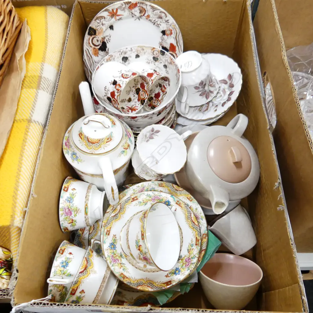 BOX LOT OF TEASETS POOLE SUTHERLAND 'KIANG' & AUTUMN ROSE Image 1++