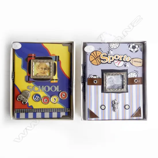 BOX LOT DECORATIVE THEMED PHOTO FRAMES AND PHOTO ALBUMS