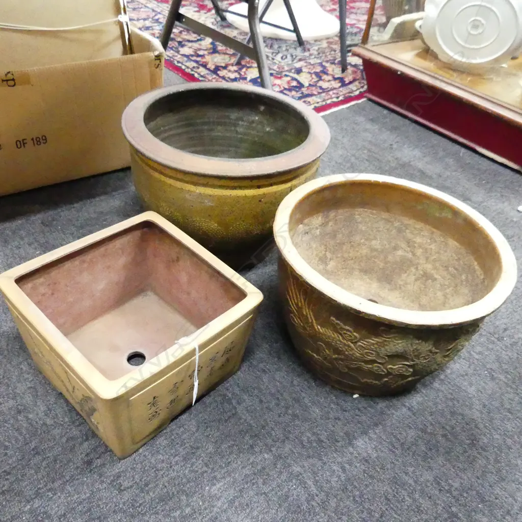 3X ORIENTAL CERAMIC PLANTER POTS H190-270MM Image 1++