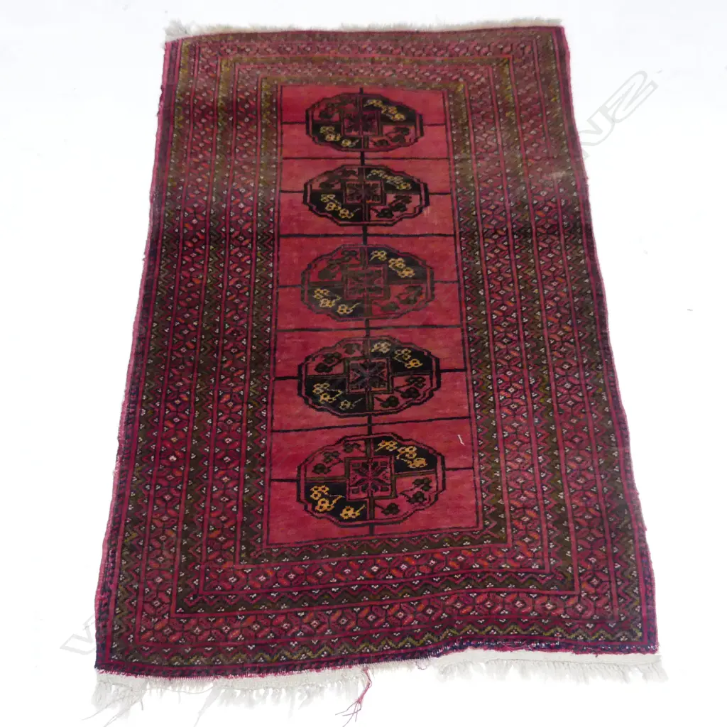 AFGHAN BOKHARA RUG H/KNOTTED ALL WOOL 1200 x 765mm Image 1++