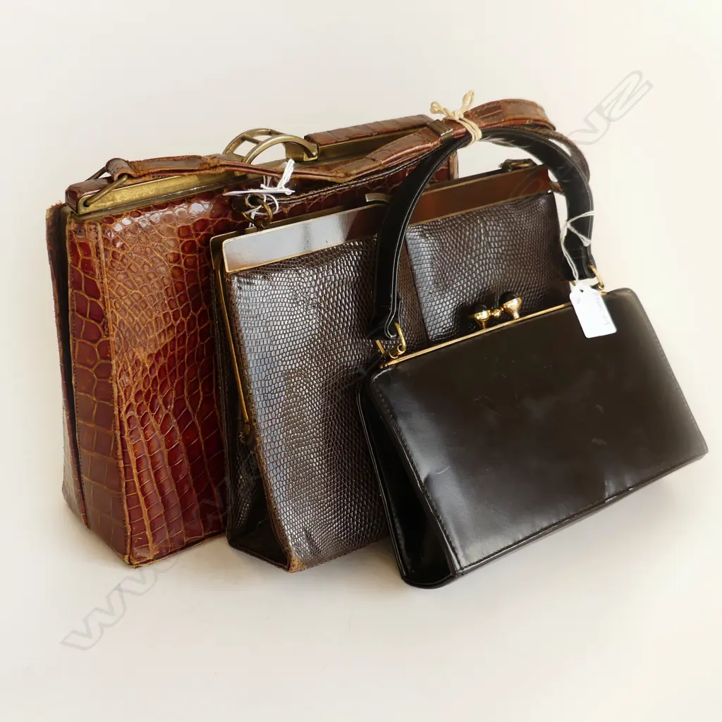 3 VINTAGE HANDBAGS INCL ONE CROCODILE Image 1++