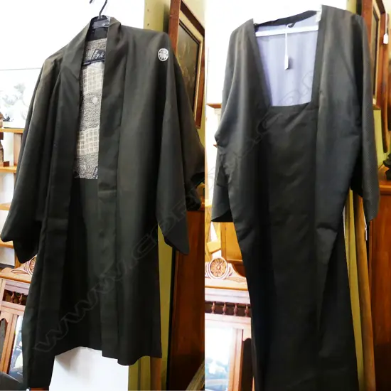 2 JAPANESE JACKETS. MENS HAORI & WOMENS SILK MICHIYUKI  (SQUARE NECK) WITH SILK LINING. 
