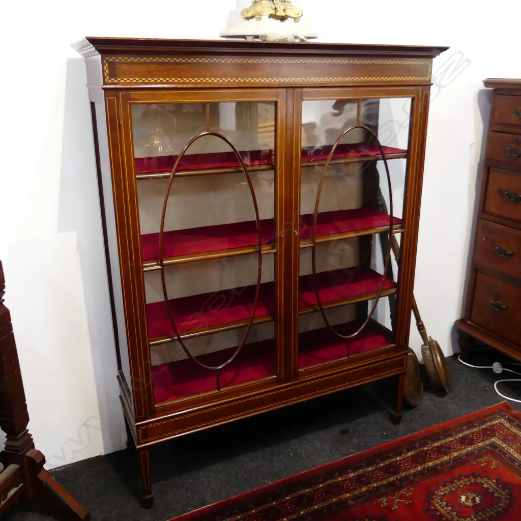 EDWARDIAN SHERATON CHINA CABINET 1040x360x1460mm Image 1++