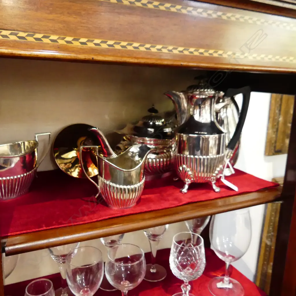 BOX LOT ASST. SILVER PLATE TEA SETS ETC Image 1++