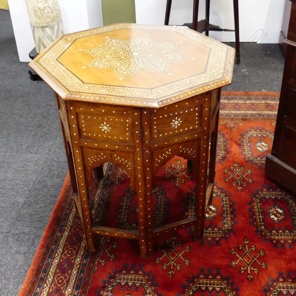 OCTAGONAL INLAID TRAY TABLE 600mm dia Image 1++