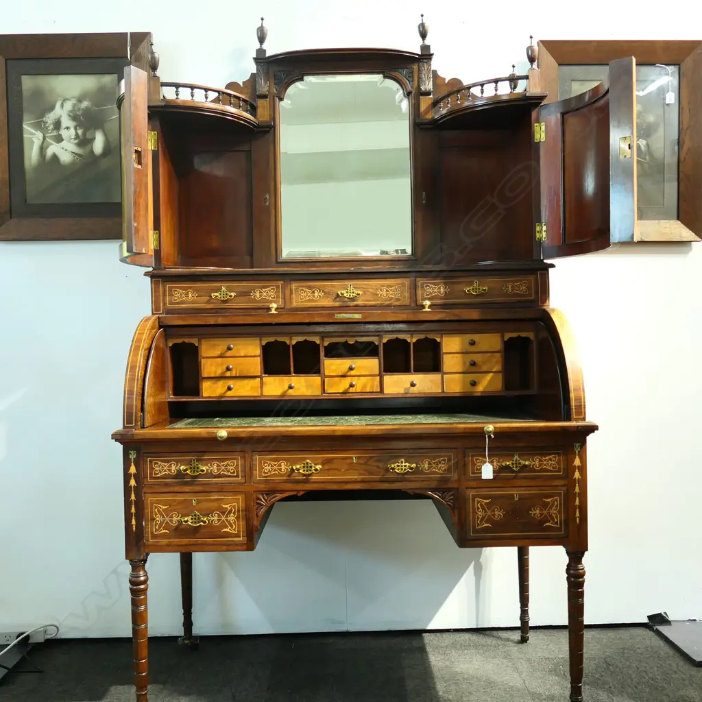EDWARDIAN CYLINDER TOP DESK Image 1++
