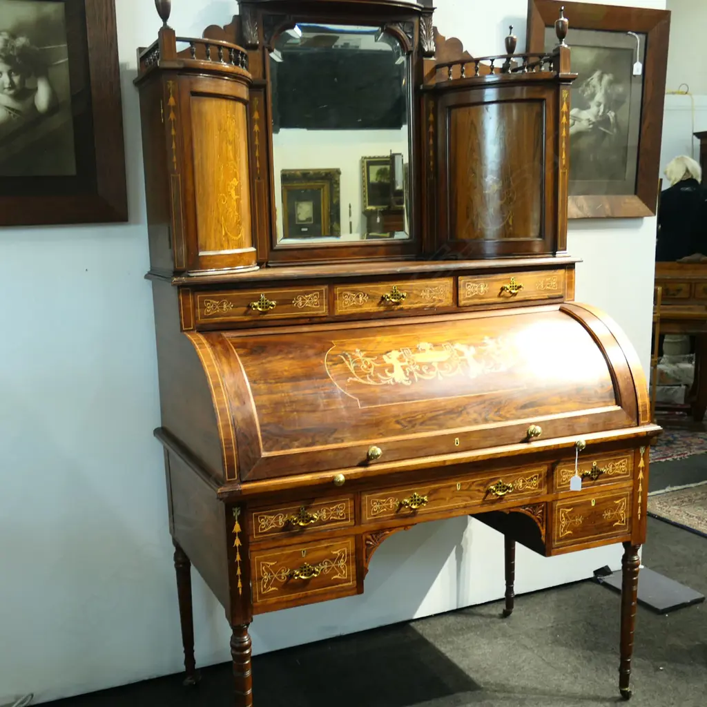 EDWARDIAN CYLINDER TOP DESK Image 1++