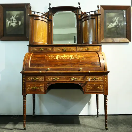 EDWARDIAN CYLINDER TOP DESK