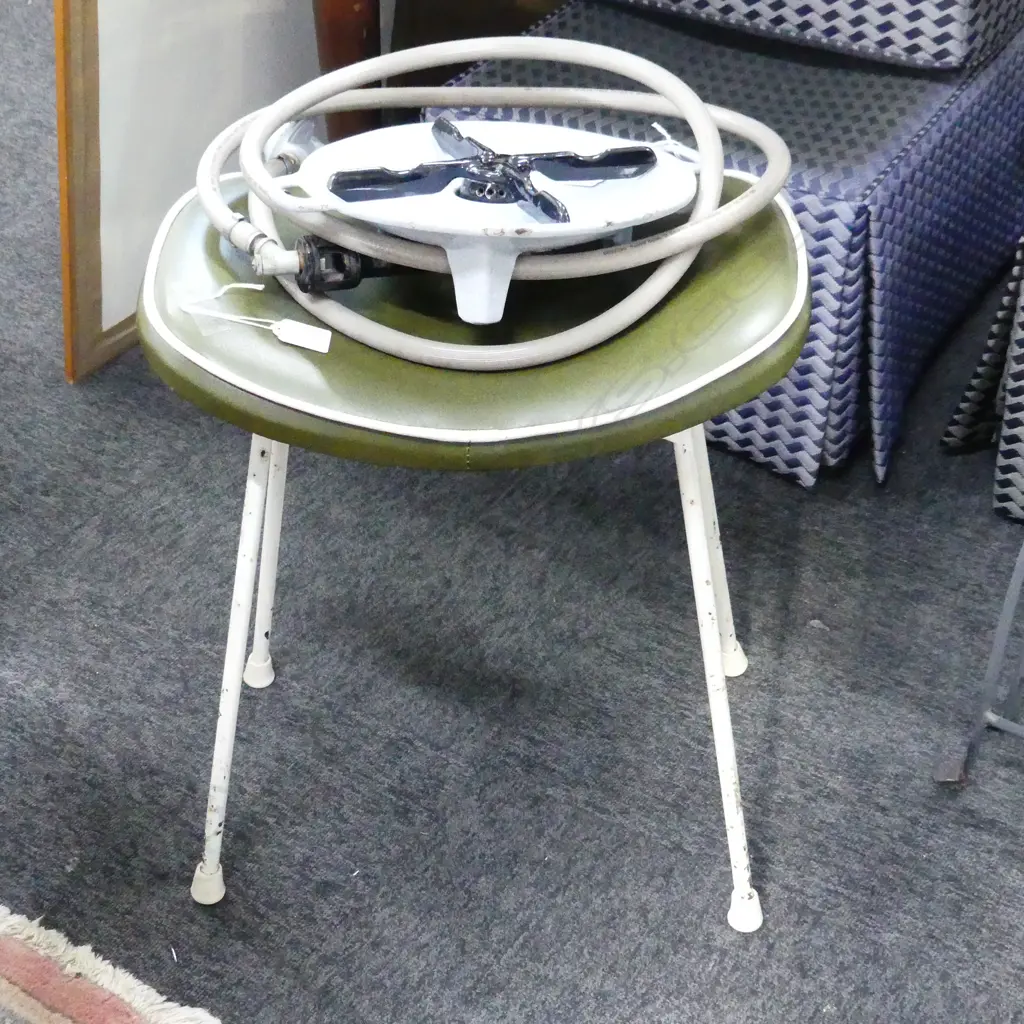 VINTAGE ENAMEL GAS HOB 250mm dia / RETRO STOOL Image 1++