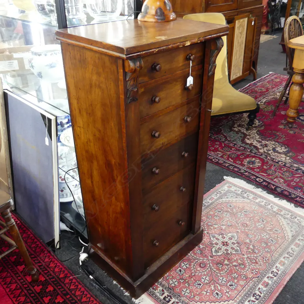 VICTORIAN WELLINGTON CHEST490x370x1090mm SOME BORER Image 1++