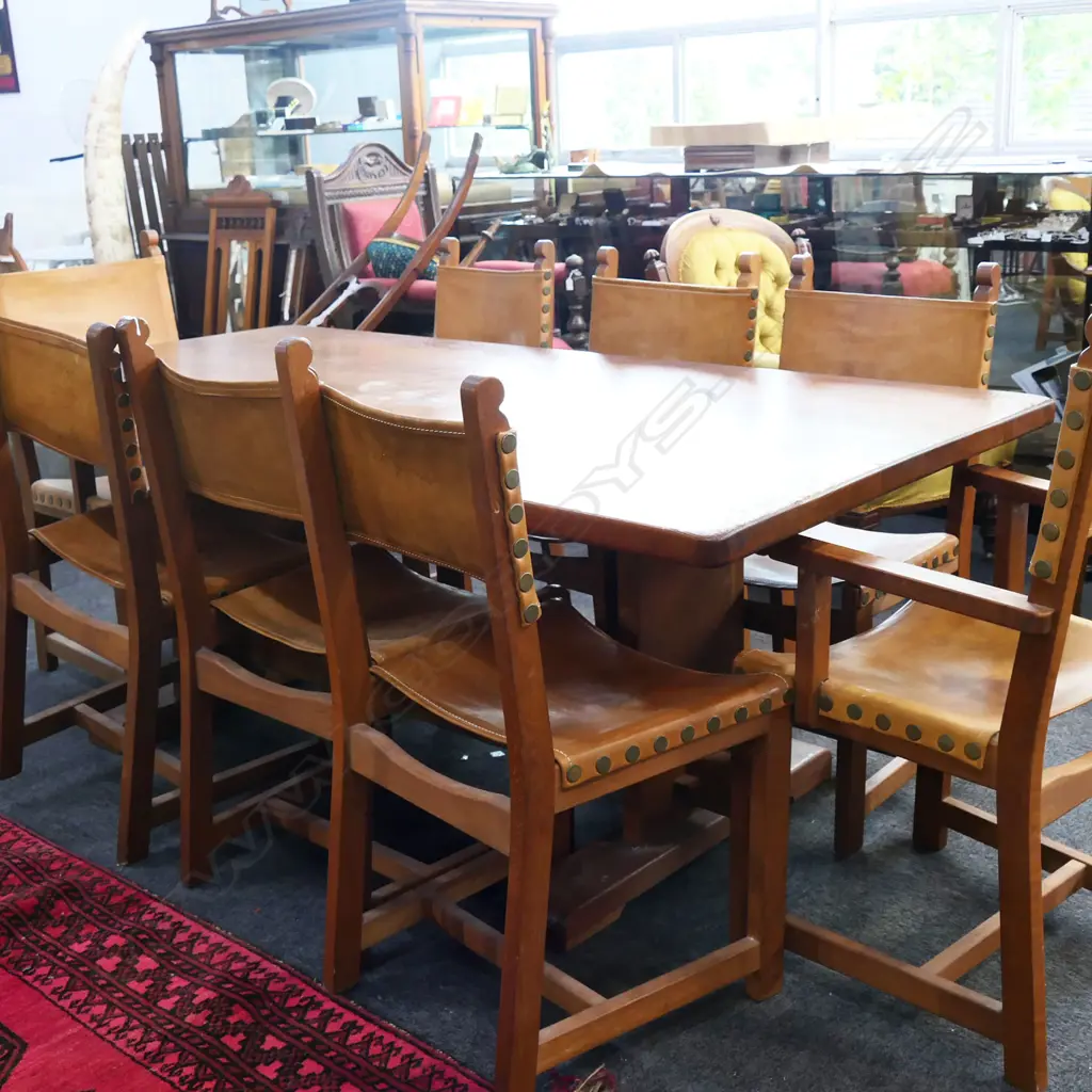 DINING TABLE + 8 LEATHER CHAIRS BY DU BOIS FURNITURE LTD AUCKLAND 1980x990x730mm Image 1++