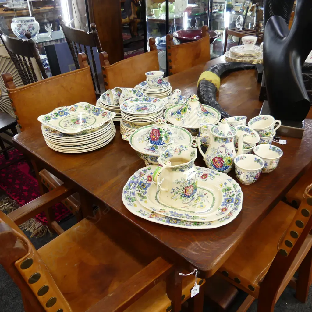 LARGE BOX LOT PART DINNERSET AND TEASET MASONS STRATHMORE . Image 1++