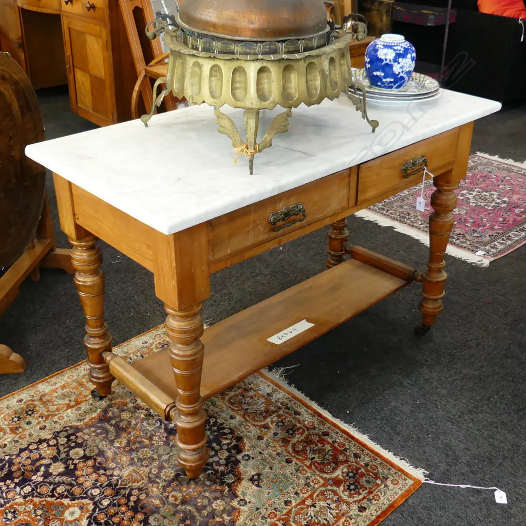 MARBLE TOPPED KAURI HALL TABLE  Image 1++