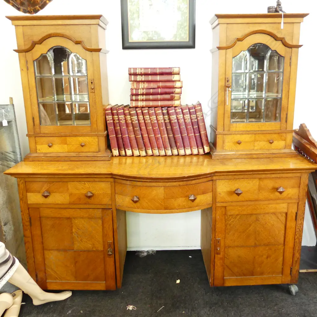 EARLY 20thC GOLDEN OAK SIDEBOARD 1670x620x1610mm - UPRIGHTS REMOVE CLEANLY Image 1++