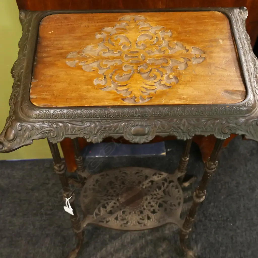 VICTORIAN CAST IRON SIDE TABLE 440x320x840mm Image 1++