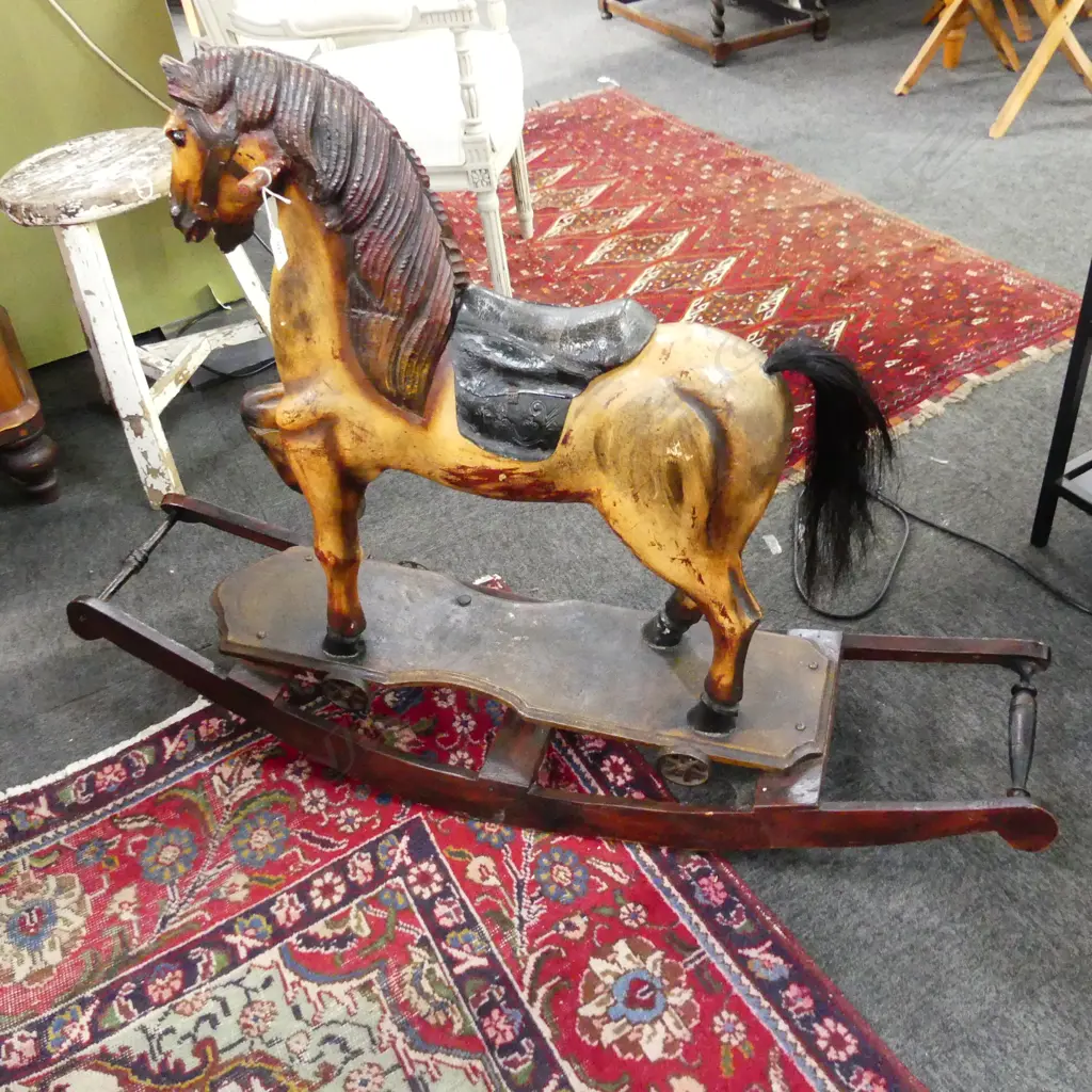 ANTIQUE STYLE ROCKING HORSE H.870mm Image 1++