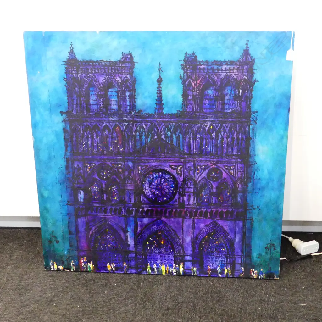 KEN GARRETT, NOTRE DAME PARIS, ACYRLIC ON BOARD 900x900mm Image 1++