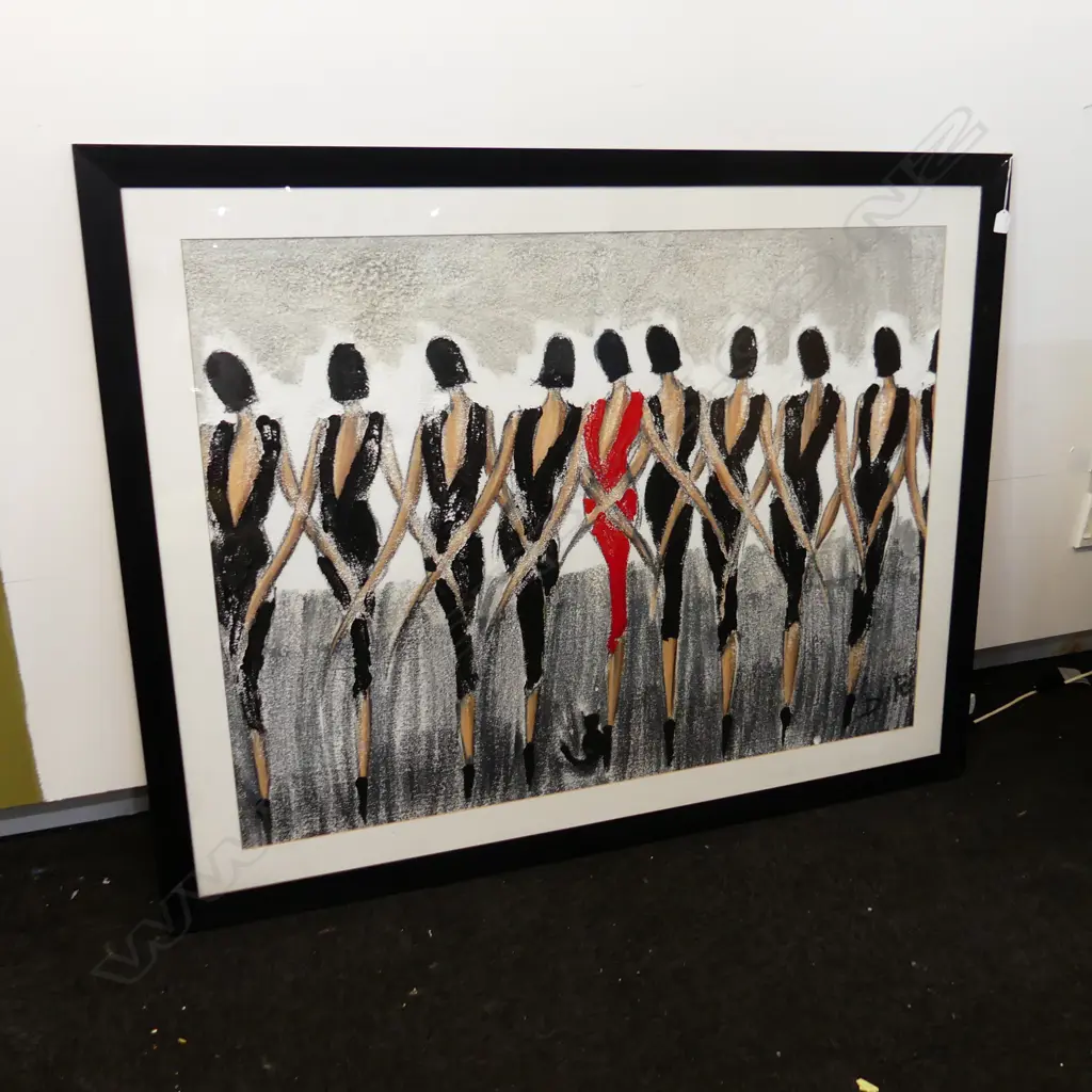 BRUNO DUTOT, ROW OF WOMEN, ACRYLIC ON POLYSTYRENE FOAM 880x1170mm Image 1++