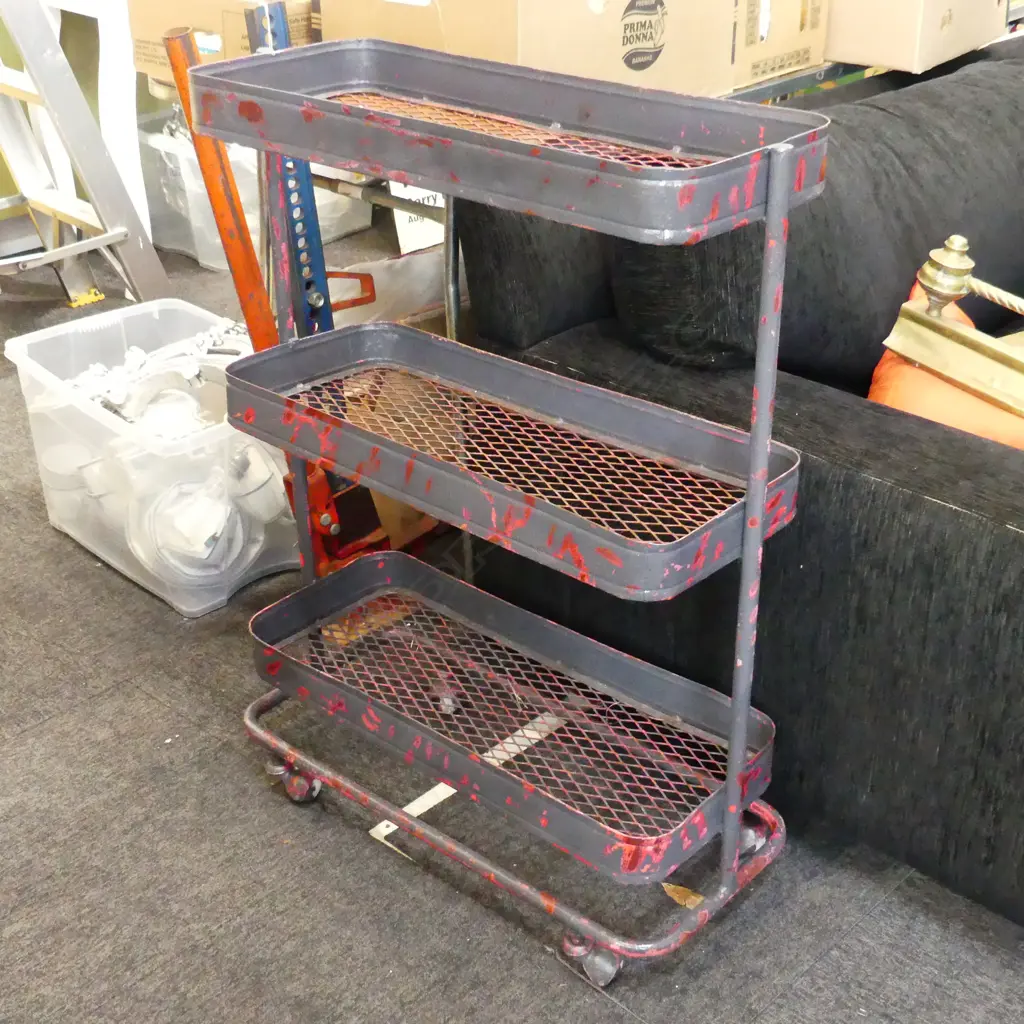VINTAGE INDUSTRIAL 3 TIER TROLLEY Image 1++