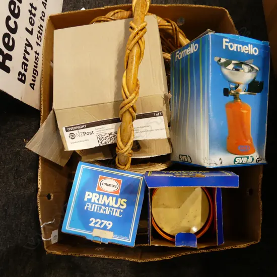 2 BOXES KITCHEN & CAMPING ITEMS ETC