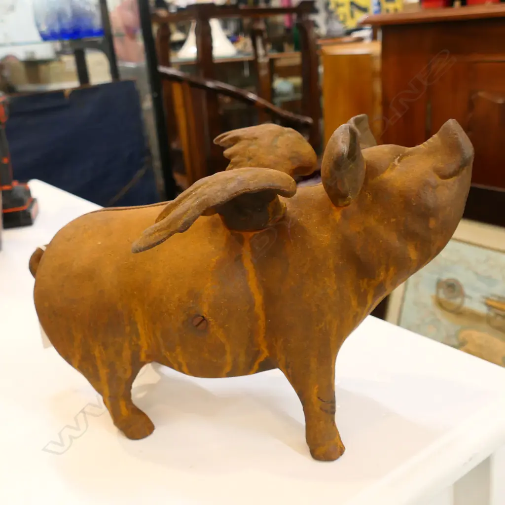 MODERN CAST IRON WINGED PIGGY BANK 330X220mm Image 1++