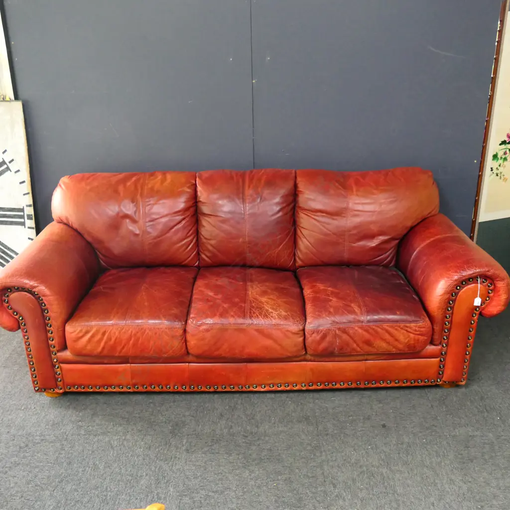LEATHER 3 SEATER SOFA 2000x900x830mm Image 1++
