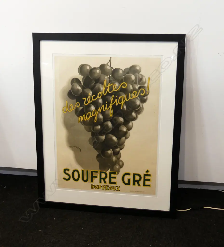 LG FRENCH WINE GRAPE POSTER 'SOUFRE GRE' 790x600mm Image 1++