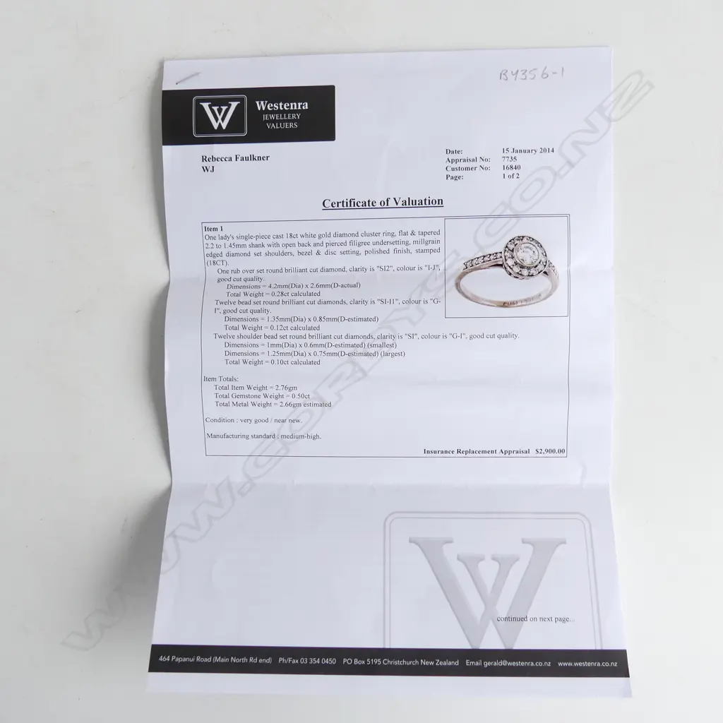 18CT WHITE GOLD AND DIAMOND RING TDW 0.50ct (with valuation) Image 1++
