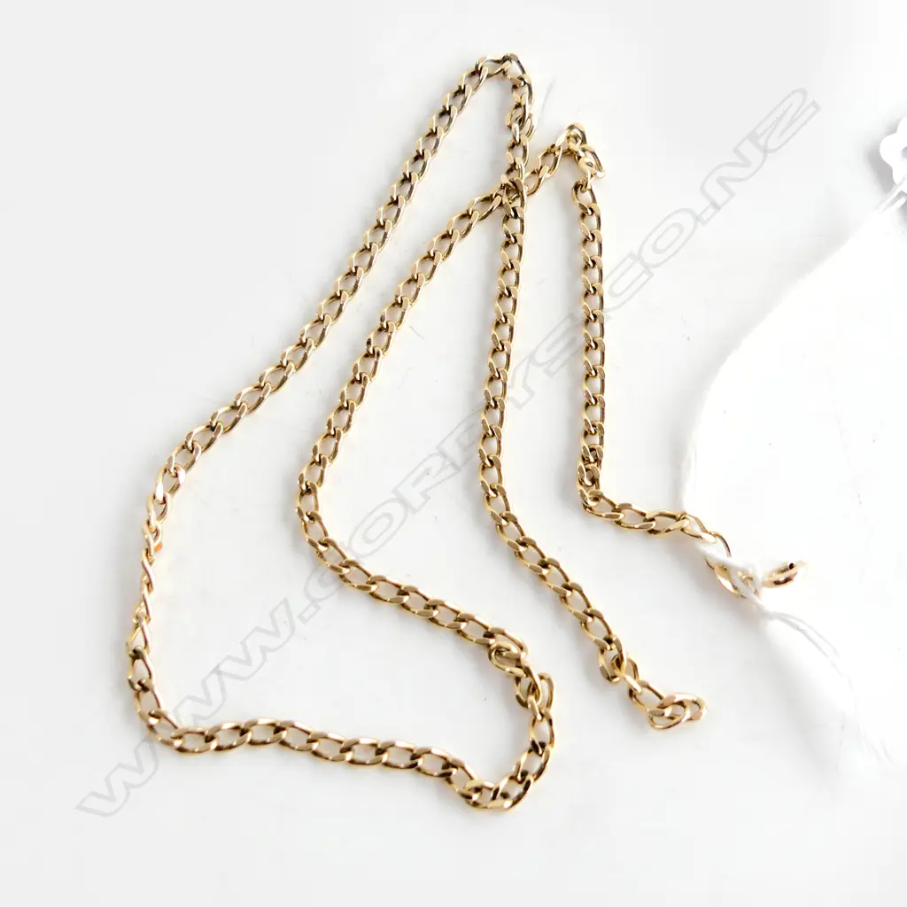 9CT YELLOW GOLD flat curb link NECKLACE 12.7gms  51CM Image 1++