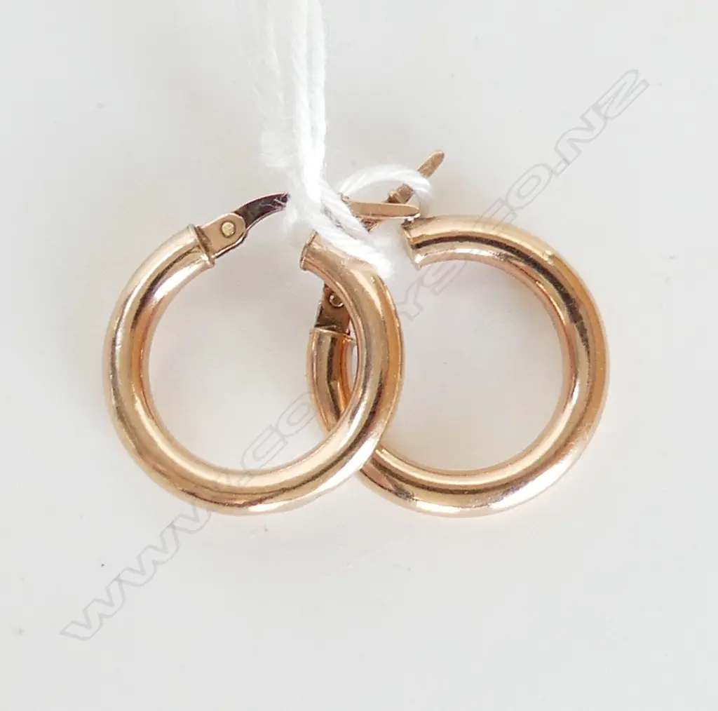 9ct ROSE GOLD HOOP EARRINGS 1.45gm Image 1++