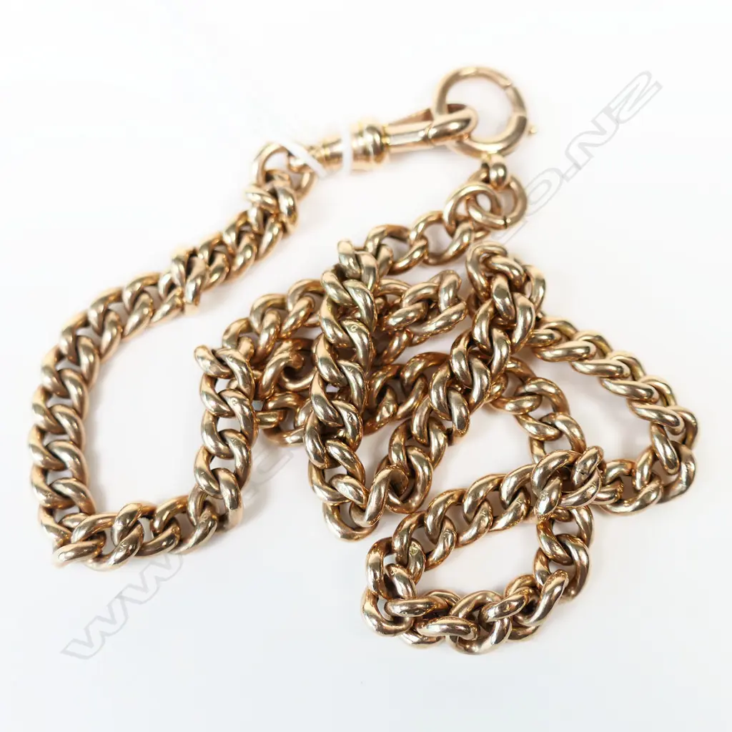 9CT ROSE GOLD CURB LINK ALBERT CHAIN no T-bar 18.46gms Image 1++